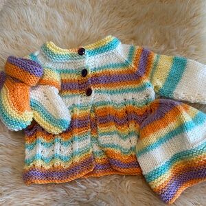 Colorful Striped Baby Knit Set